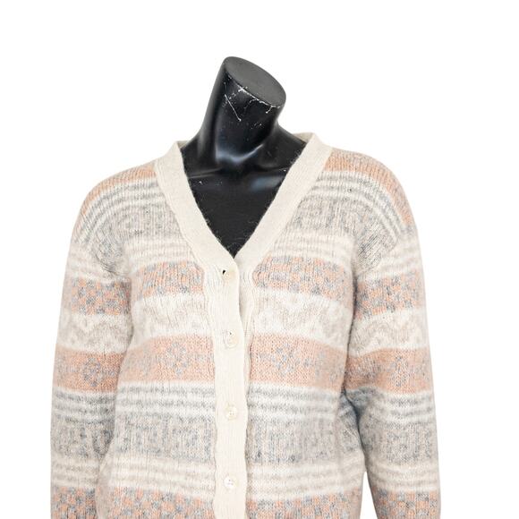 Hilda Ltd 100% Wool Cardigan Sweater Icelandic Fair Isle knit Medium - Picture 8 of 10